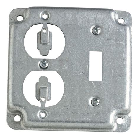 metal 2 gang box with cover|2 gang single receptacle cover.